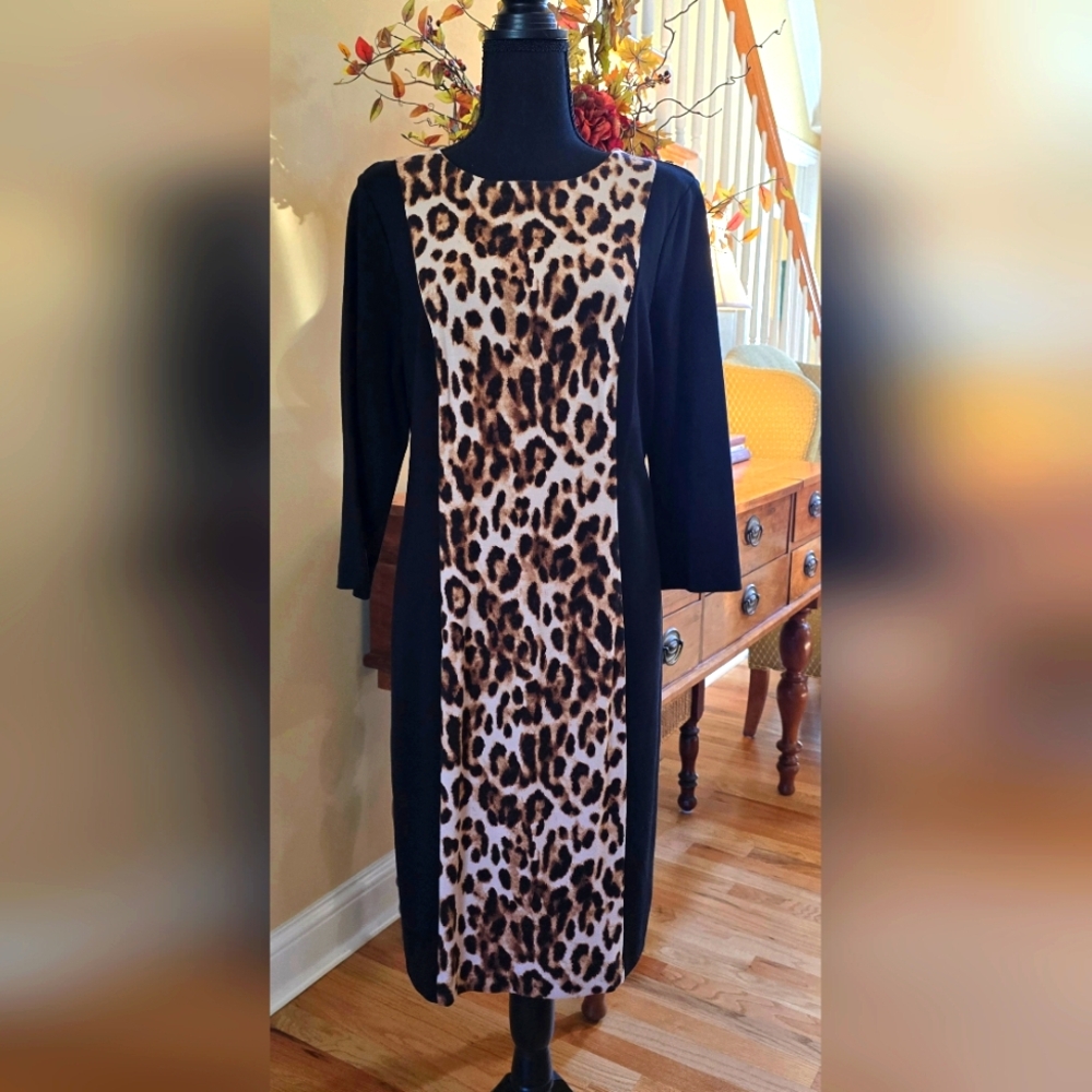 NWT Chicos So Slimming  Black Leopard Dress